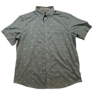 Marmot Men's Gray Short Sleeve Button‎ Up Shirt Tent Print XL